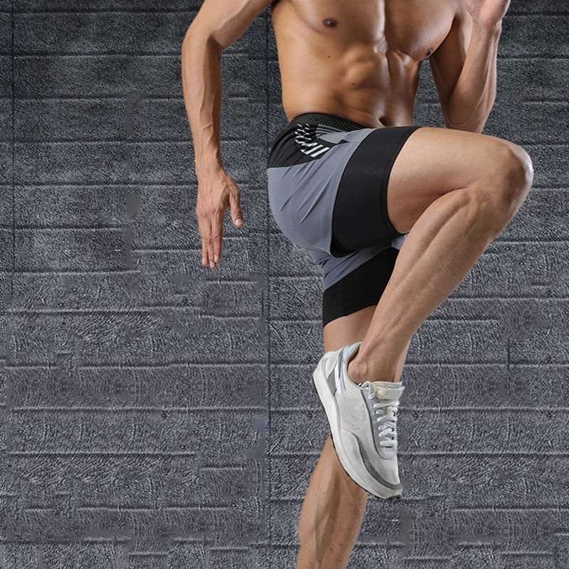 2024 Summer Men Fashion Patchwork Pocket Slim Sports Running Gym Quick Drying Short Pants Male Training Marathon Athletic Shorts