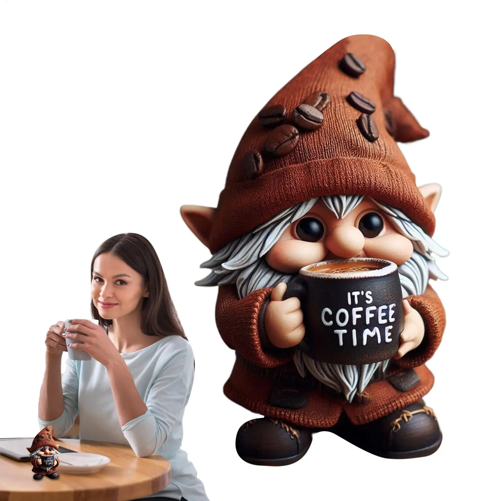 1pcs Coffee Gnomes Coffee Bar Decor Tabletop Kitchen Handcrafted Sculpture Resin Gnomes For Dining Room Coffee-Themed Dwarf