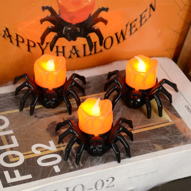 Halloween Decorations LED Candle Light Plastic Spider Pumpkin Lamp for Home Bar Haunted House Halloween Party Decor - Image 9