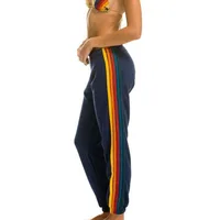 Europe and The United States New Spring and Autumn Women's New Rainbow Strip Ladies Sweatpants Sports Casual Knitted Pants 1