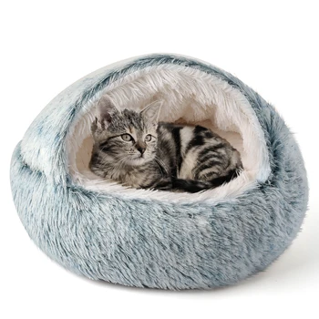 25'' Pet Cat Dog Lovely Cat Beds Nest Soft Comfortable Semi-enclosed Cat Nest Kennel indoor Pet house Supplies for Pet to Rest 1