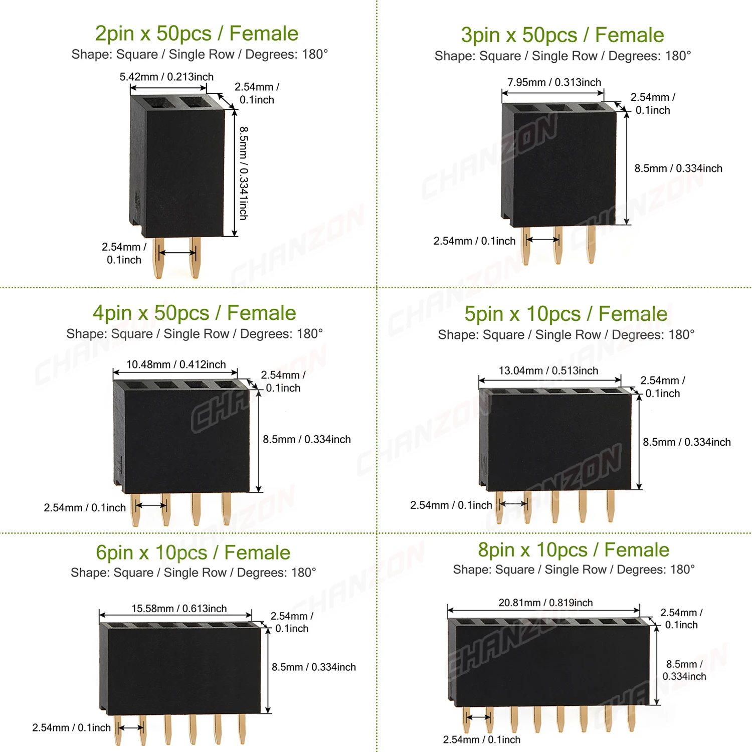 Pin Header 2 3 4 5 6 8 10 12 15 20 40 Female Pin Header Socket Gold Plated Solderless Single Row Pinheader 2.54mm Connector for Pcb