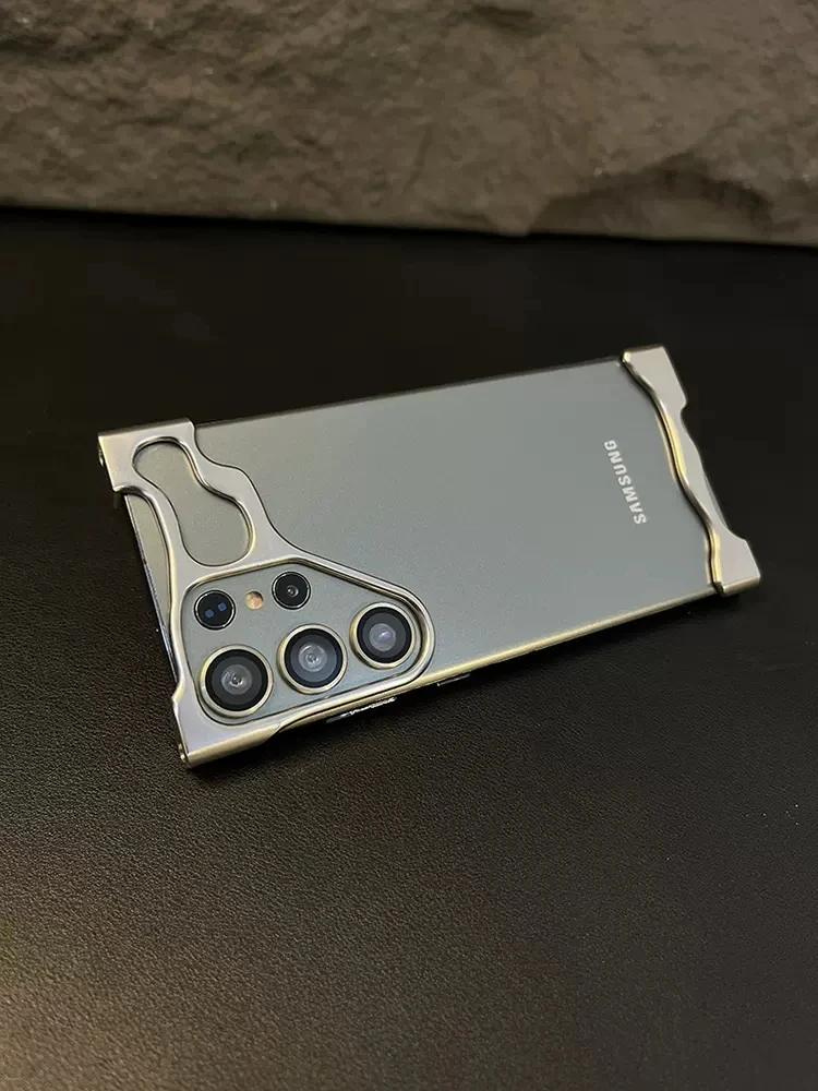 Aluminum Alloy Bumper Phone Shell For Samsung Galaxy S24 Ultra Plus S23 Ultra S24Plus With Lens Film Corner Pad Shockproof Cover