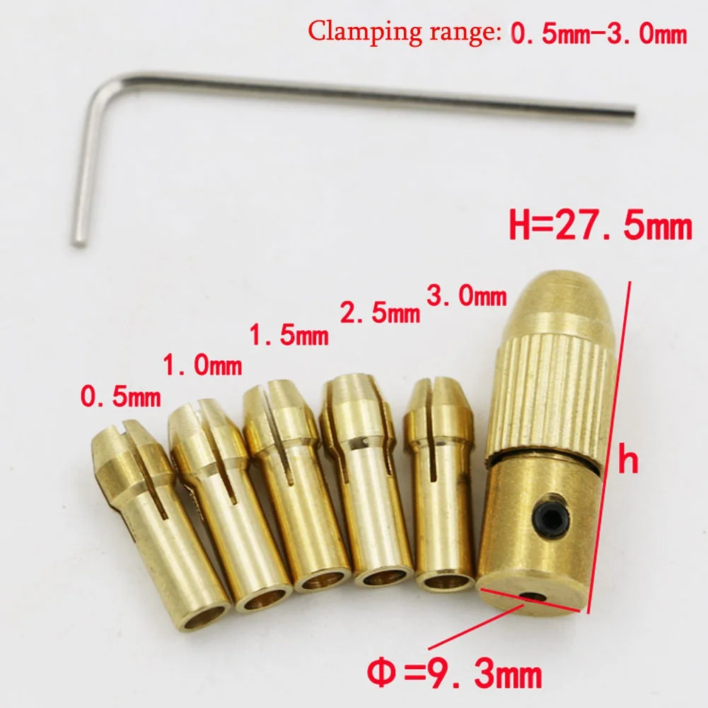 7Pcs Mini Drill Chucks 0.5-3.0mm Fit For Micro Twist Electronic Dremel  Collet Clamp Set Power Tool Accessories With Wrench hollow cup small vibration motors powerful micro vibration motor for diy and electronic needs low power consumption dropship