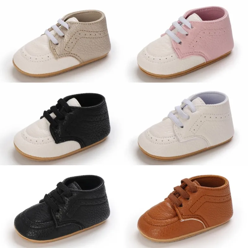Fashion Retro Baby Boys Girls Moccasins Shoes Multicolor PU Leather Toddler Shoes Non-Slip Fashion Infant Rubber First Walkers