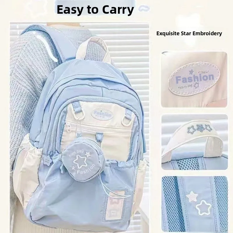 New Ins Style Lightweight Drawstring Backpack Unisex Nylon Large Capacity Dual Shoulder Bag for High School College Students 3