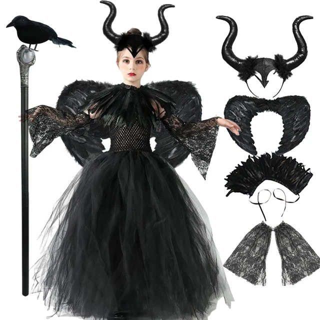 Disney Maleficent Girls Costume Dress Vampirina Deluxe Halloween Cosplay  abito da sera bambini Demon Queen Witch