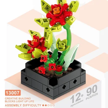 MOC Flower Succulent Potted Model Building Block DIY Eternal Bouquet Home Desk Plant Decor Brick Girl Gift Children Boy Gift Toy