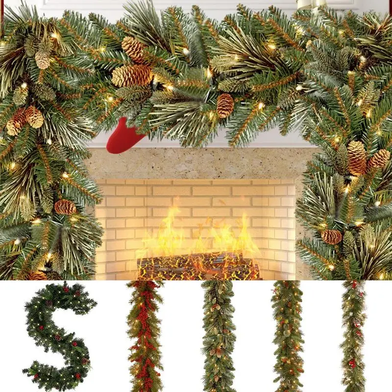Vind kerstslinger met verlichting op - april 2026