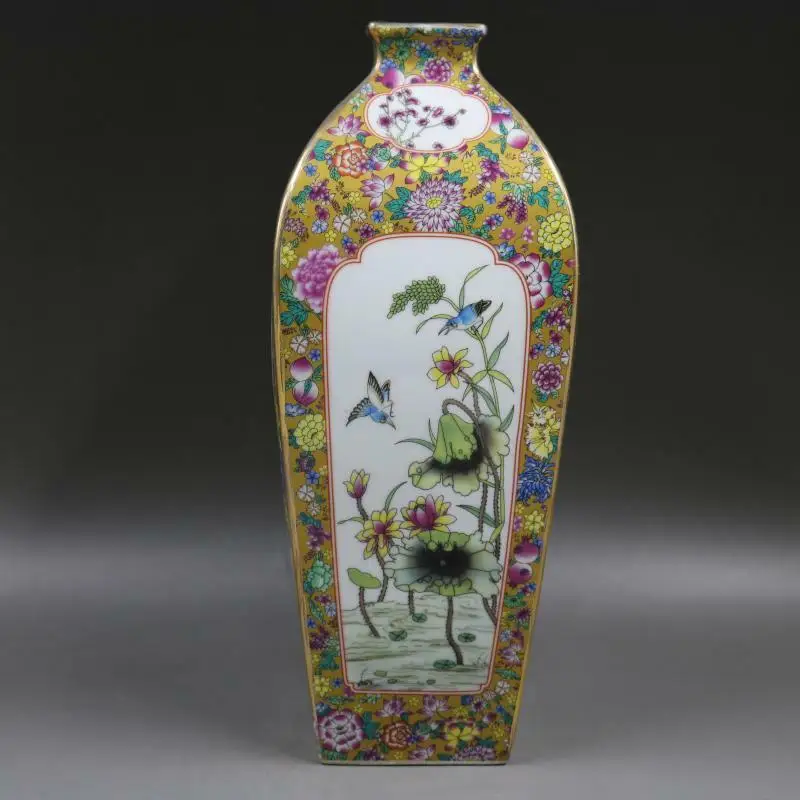 

Китайские золотые цветы, роза, фарфор, Цин, Длинные Цветы, 12,0 дюйма