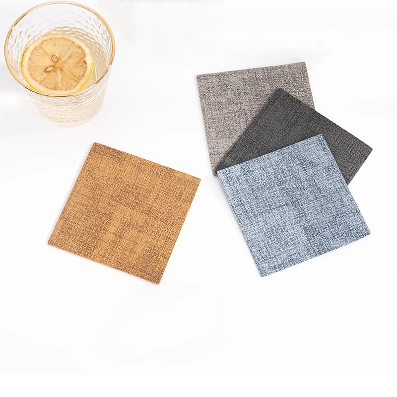 

1Pcs PU Leather Coasters Waterproof Non-slip Heat Insulation Tea Coffee Cup Mat Table Decoration Square Pad Kitchen Gadgets