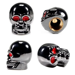 Skull Bones Black Metal Tire Valve Stem Caps - Dustproof Air Covers (Type 2 - grey)