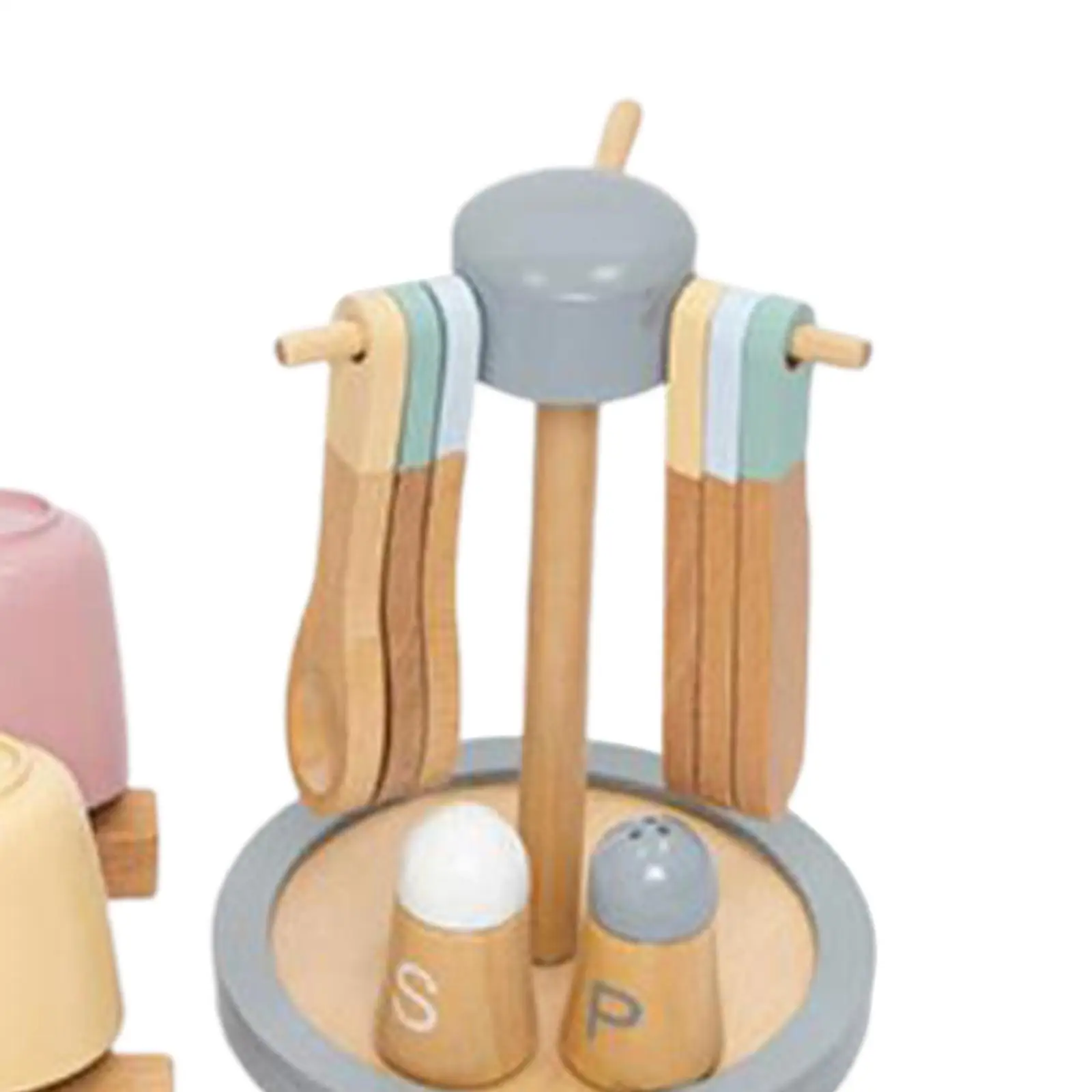 Wooden Toy Plates Dishes Play Cutlery Plate Set Color Matching Cups Wooden Toy Tableware Play Dishes for Kids for Age 3 4 5 6 5
