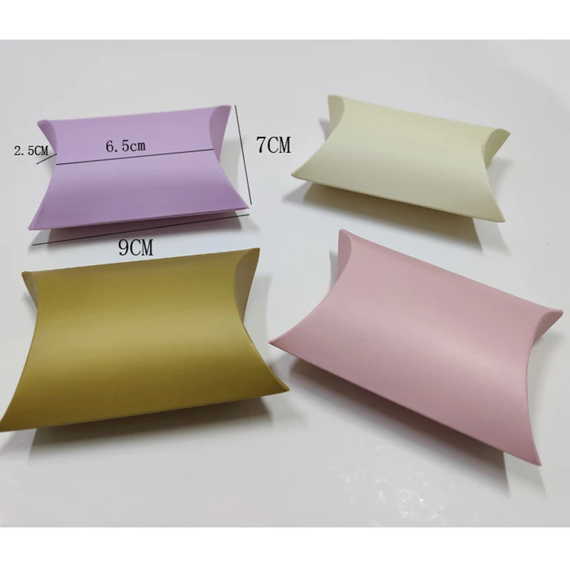Print Pillow Shape Wedding Party Favor Paper DIY Gift Box Candy Boxes Supply Favour Kraft Paper Jewelry Bags 100pcs