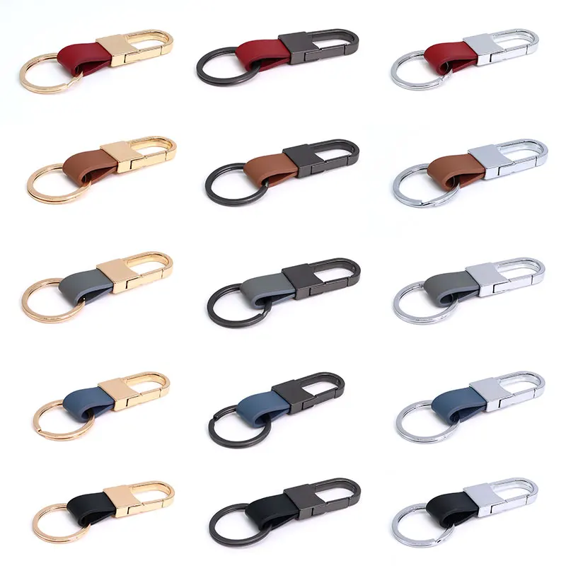 Men Creative Metal Leather Key Chain Ring Keyfob Car Keyring Keychain Holder