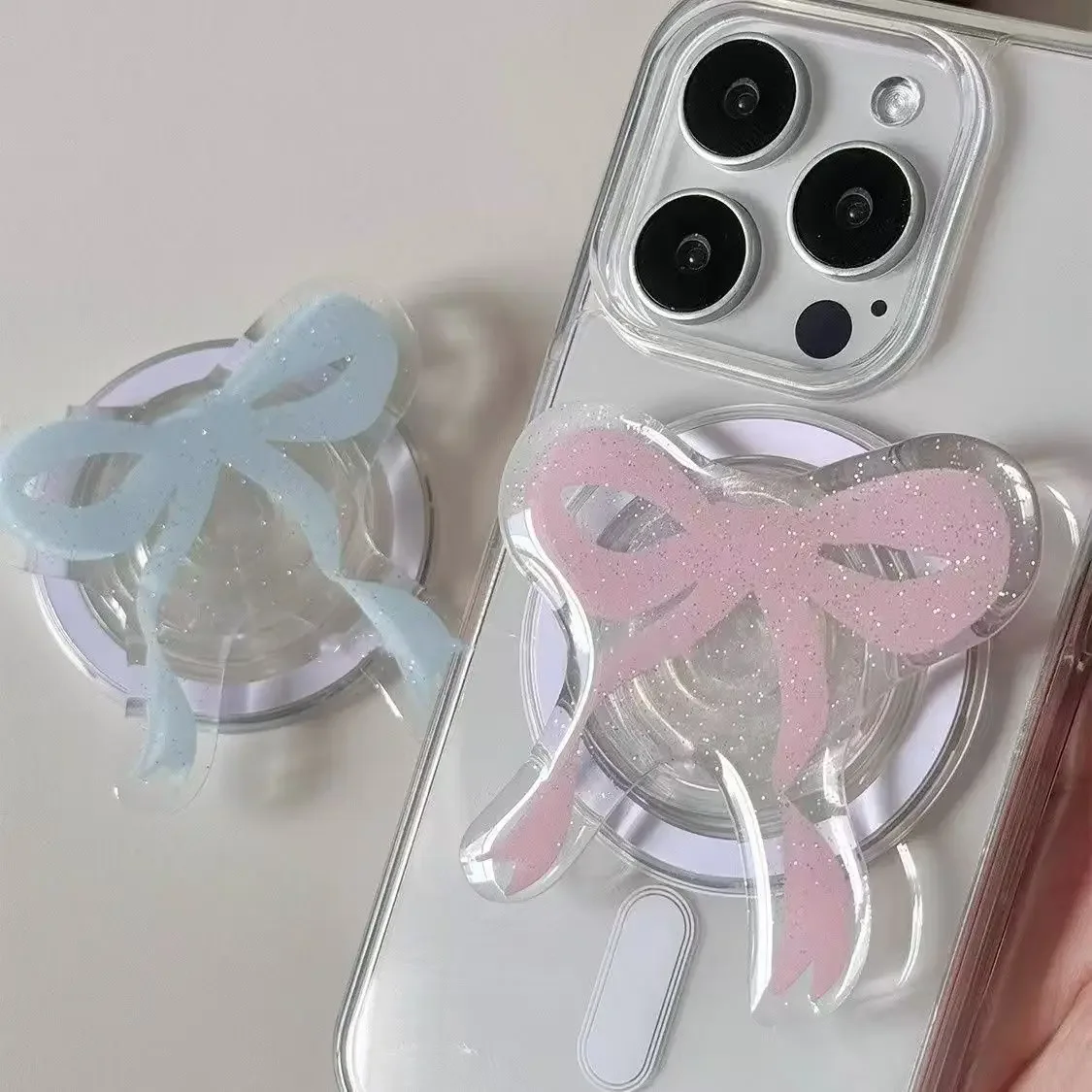 새로운 디자인 활 모양의 마그네틱 브래킷 귀여운 전화 에어백 백 스티커 강력한 흡입 Magsafe 데스크탑 지원 브래킷