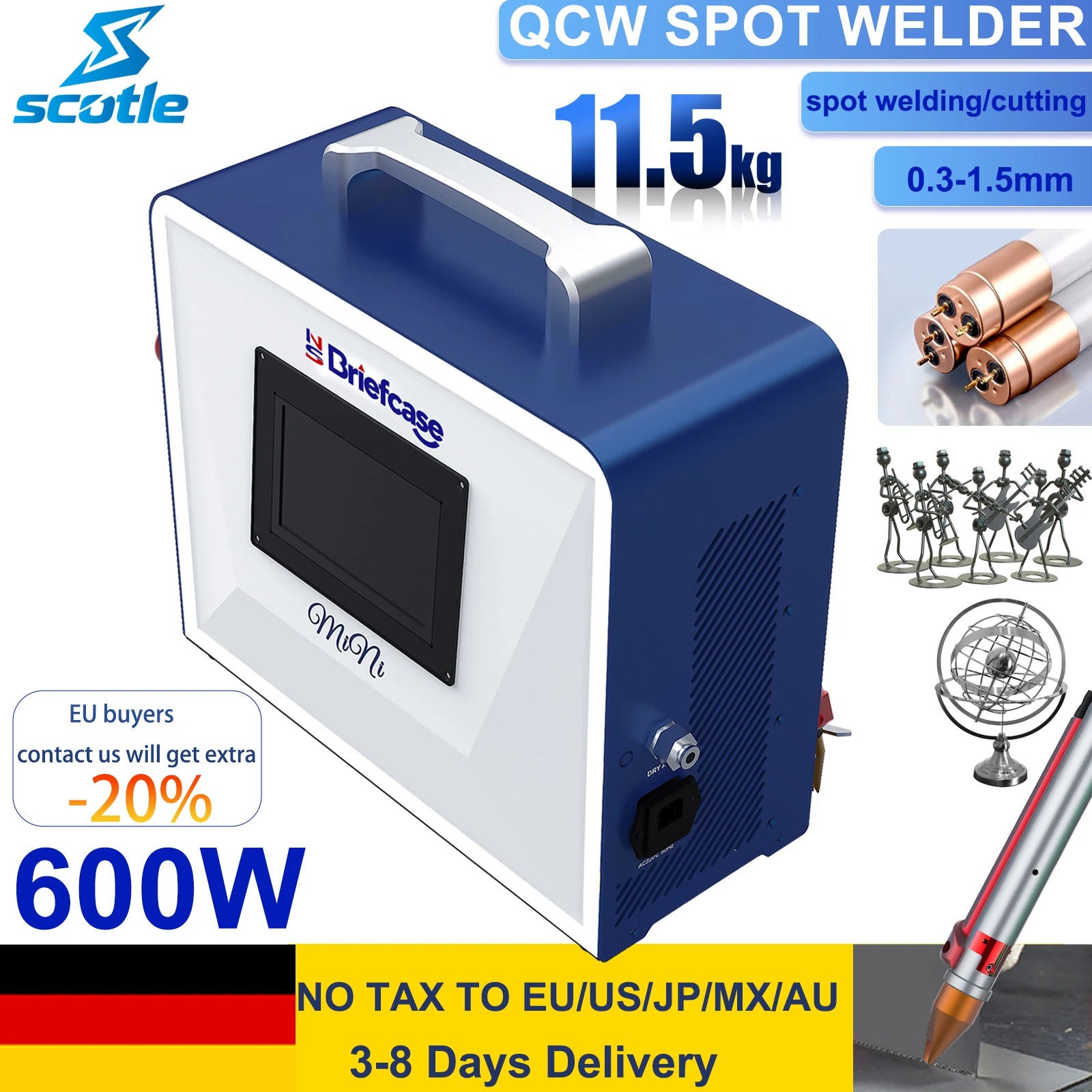 600W QCW Fiber Laser Welding Machine Thin Plate Welding Handheld Laser 300W-600W Spot Welding Machine Welder for Lamps Jewelry