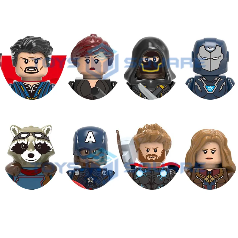 The Doctor Black Widow Hawkeye Strange Pepper Rocket Captain America Thor Raccoon Model Blocks Moc Bricks Set Regali Giocattoli X0256