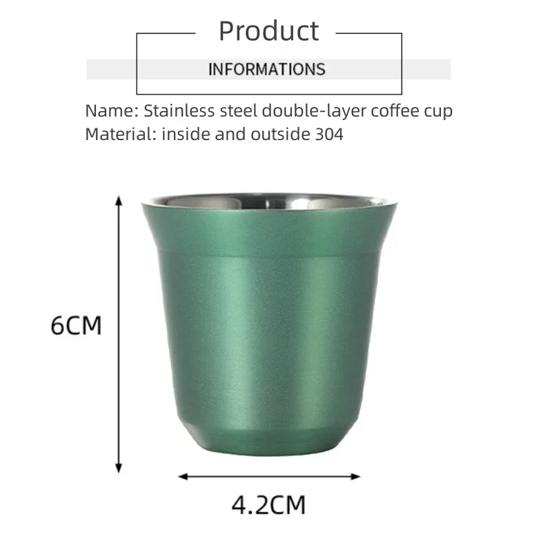 80ml Espresso Cup Small Wine Cup Stainless Steel Double Wall Insulated Coffee Insulated Capsule Beverage Tea espresso cup
