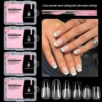 240 Pezzi/Scatola di Unghie Finte Corte in Gel, Semi-Opache, Copertura Completa, Morbide, per Amanti del Nail Art e Uso Fai-da-Te