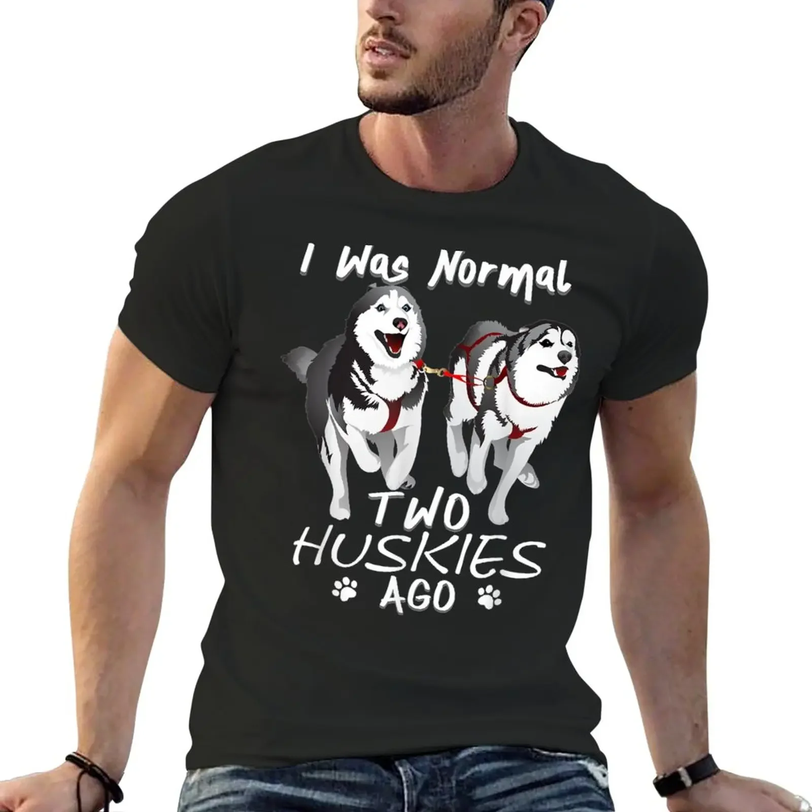 Ero Normale 2 Huskies Siberiani Ago-Impressionante T-Shirt Per Cani Carini Magliette Magliette Grafiche Maglietta Da Uomo Grafica