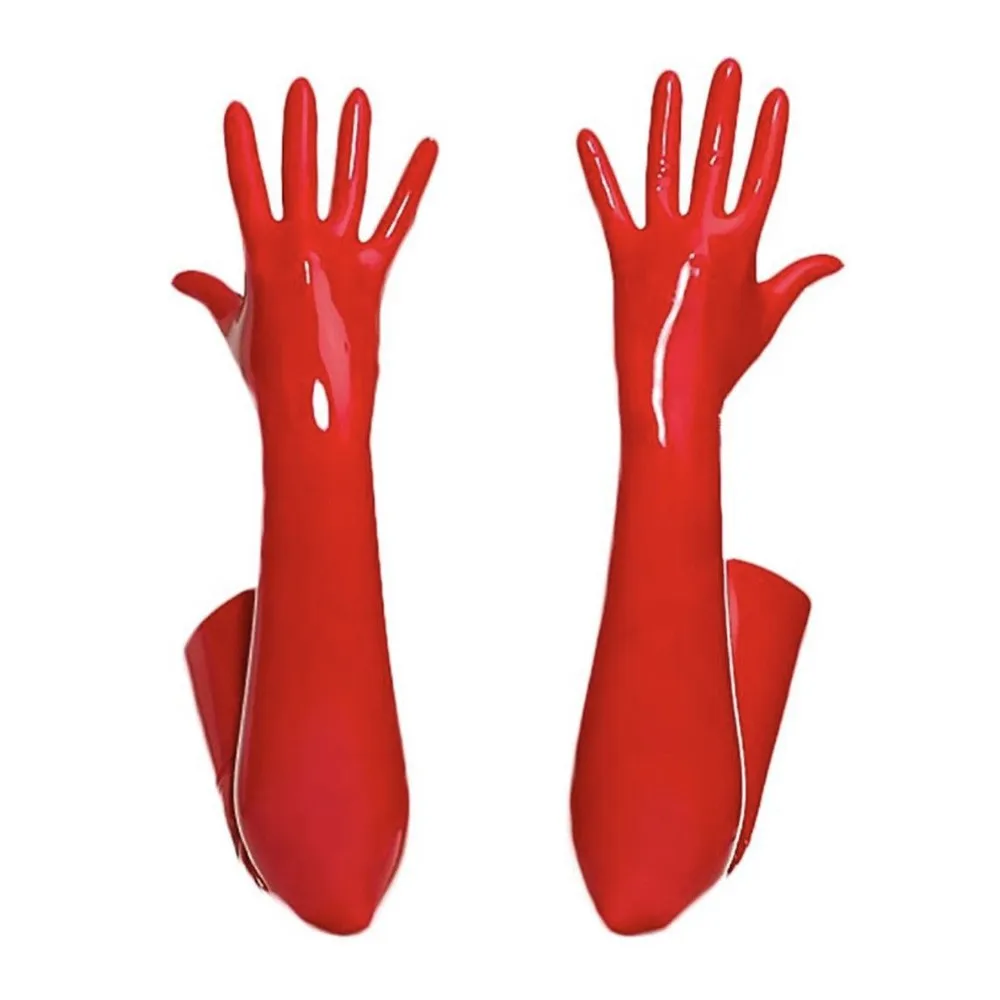 

Shiny Sexy Black Red PVC Long Gloves Club Performance Dance Costume