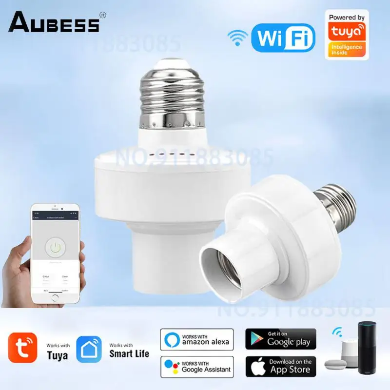 

Tuya WiFi Smart Light Bulb Adapter E27/E26 Lamp Holder Base Wireless Voice Control Lamp Base Convertor Works With Alexa Google