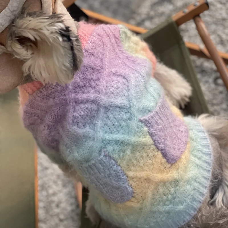 Pink Dog Sweater for Small Dogs Girl Tie Dye Female Dog Sweater