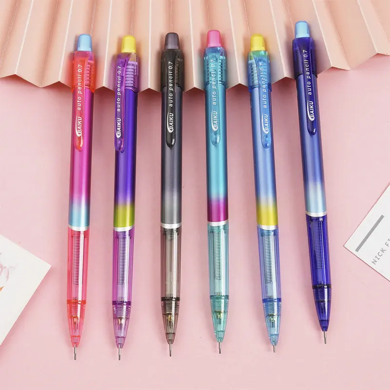 Random 6pcs Creative Rainbow Mechanical Pencil 0.5/0.7mm Replaceable Lead Automatic Pencil Art Painting Sketch Writing Supplies 4