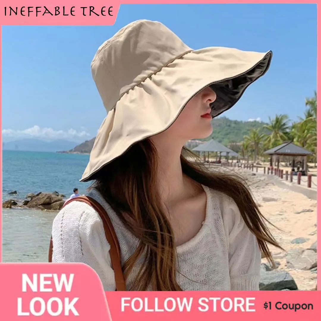 

Spring Summer Bucket Hat UV Protection Double Side Sun Hat All-match Big Wide-brim Visor Women Sunscreen Fisherman's Hat Gorras