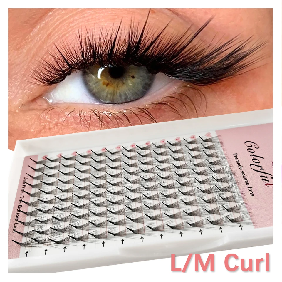 L/M CURL Premade Volume Lash Thin Pointy Base 10D Faux Mink Lashes Extension Russian Volume Individual Lash Makeup Cilios L curl seashine classic lash l curl 12rows case 9 14mm mix in one tray volume lash mink natural mink individual lash extension