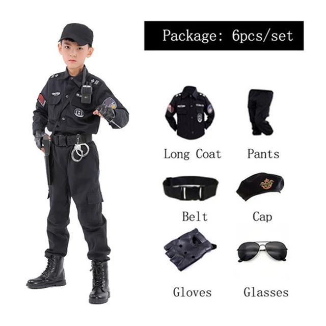 Disfraz de policía Swat para niños, uniforme de fuerzas especiales, traje  táctico de combate, ropa del ejército - AliExpress