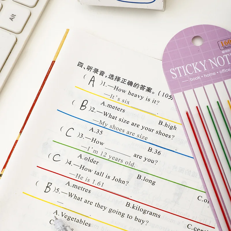 5Packs Transparent Sticky Notes Self-Adhesive Reading Book Annotation Notepad Bookmarks Memo Pad Index Tabs Cute 4