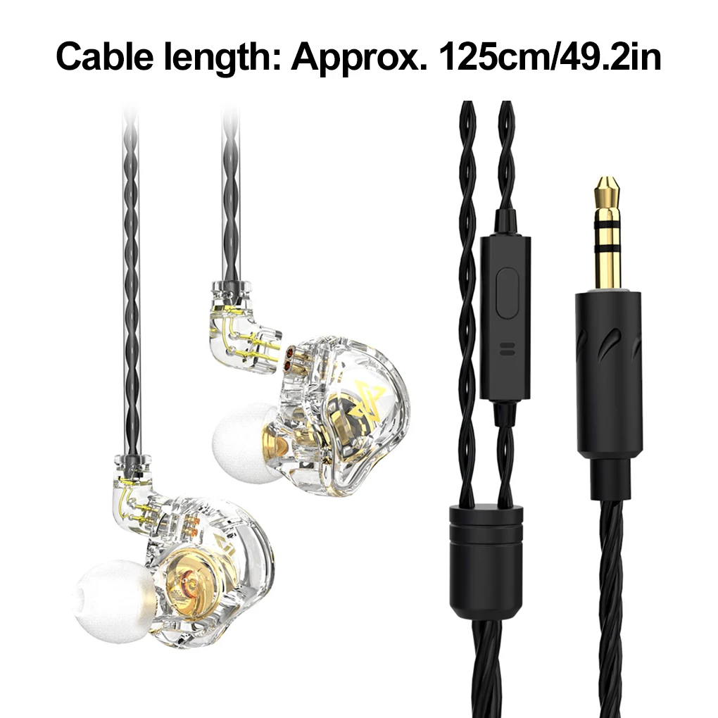 QKZ 하이파이 스테레오 이어폰, 분리형 인이어 헤드셋, 2 핀 이어버드, 화이트 타입 1, 3, 5mm, 2 피스