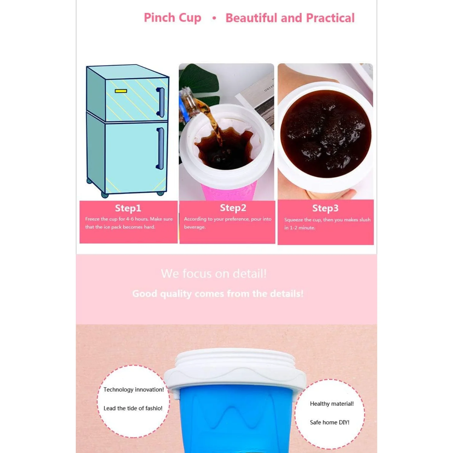 Ice Cup Travel Portable Double Layer Silica Cup Children's Adult Slushy Ice Pinch Hot Summer Cooler Smoothie Silicon