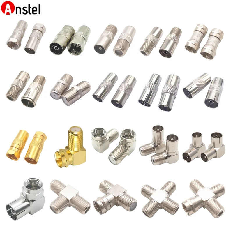 TV Pal ชายหญิงชุดอะแดปเตอร์แปลง F ประเภททีวี RF COAXIAL CONNECTOR 3 WAY Splitter มุมขวาสําหรับทีวี FM COAX CABLE 1