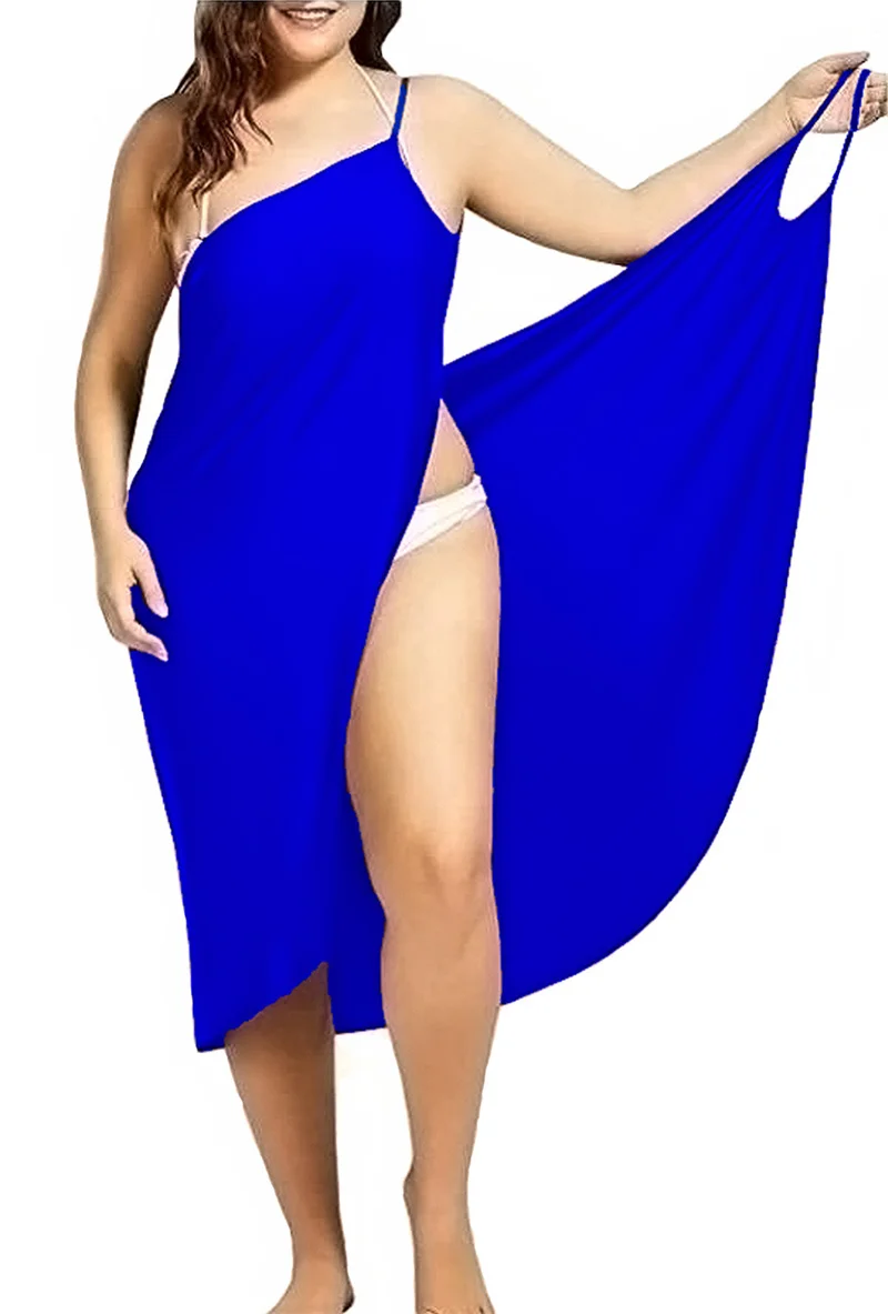 2024 BIG Size Summer Beach Sexy Women Solid Color Wrap Dress Bikini Cover Up Sarongs Women\'s Clothing Swimwear Swimsuit Floral