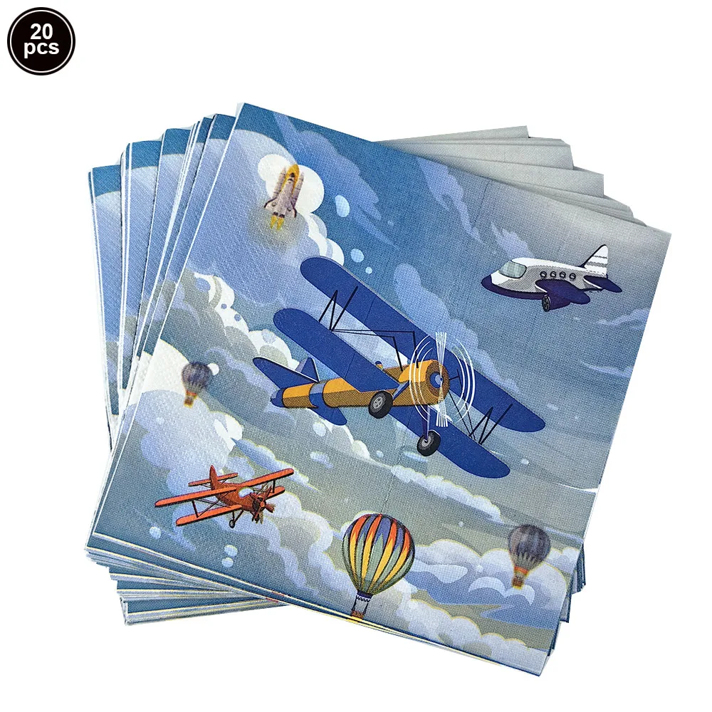 Aviation Adventure Birthday Party Supplies - Airplane Themed Plates & Napkins