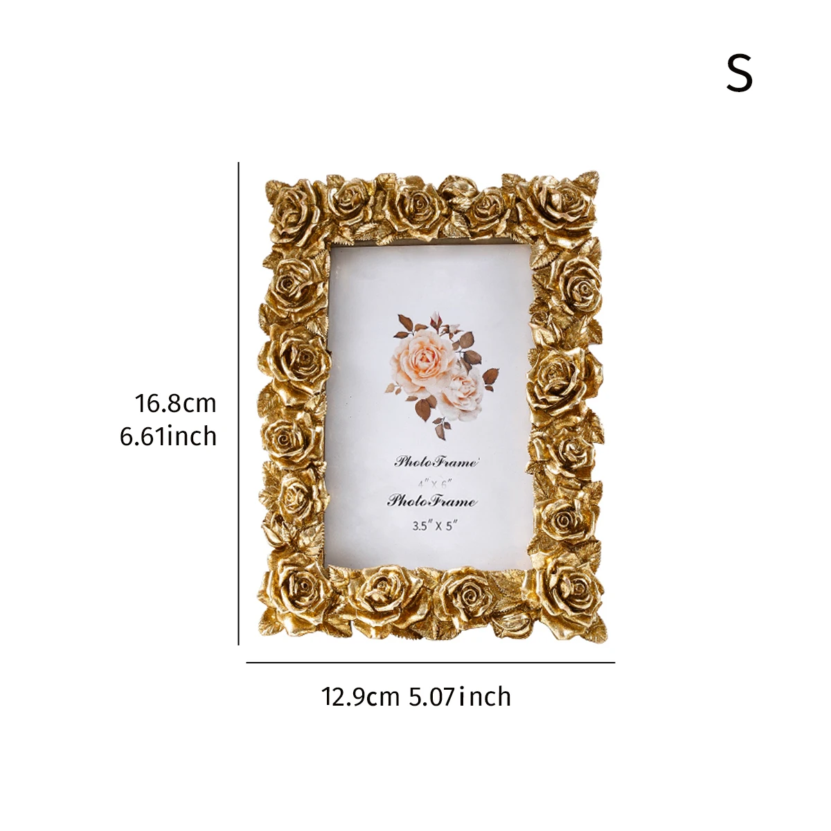 1PC, European retro rose gold/golden rose painted resin home decoration photo frame