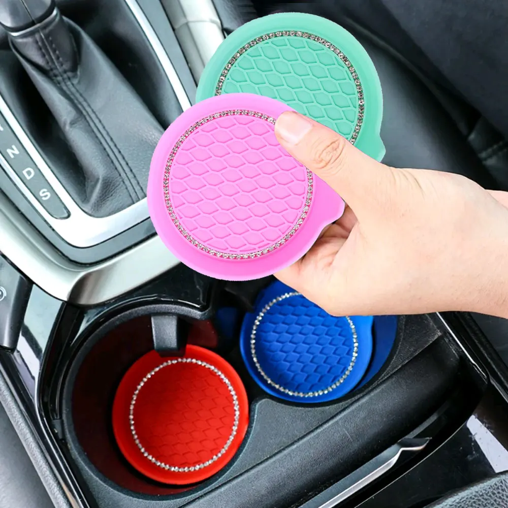 

1xCar Coaster Water Cup Bottle Holder Anti-slip Diamond Bling Pad Mat Silica Gel Waterproof for Auto Styling Interior Decoration