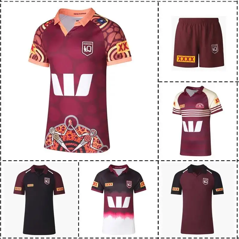 

2024 Queensland Maroons Indigenous Training Polo Captains Run Rugby Jersey Men's Size:S-5XL （Print Custom Name Number）