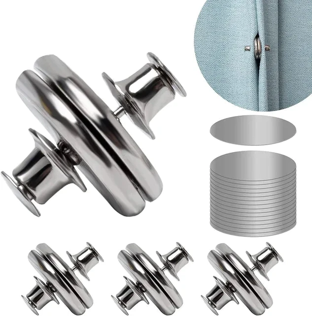 1 Pair Curtain Magnet Closure Prevent Light Leaking Strong Alloy Bathroom  Shower Curtain Weight Magnet Clasp Holdback Button Hom - AliExpress