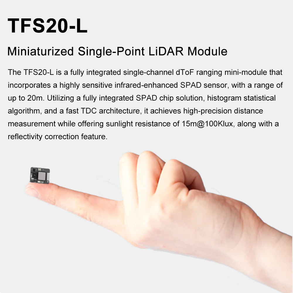 Benewake TFS20-L Miniaturized Single-Point LiDAR Module 20M Detection Range UART