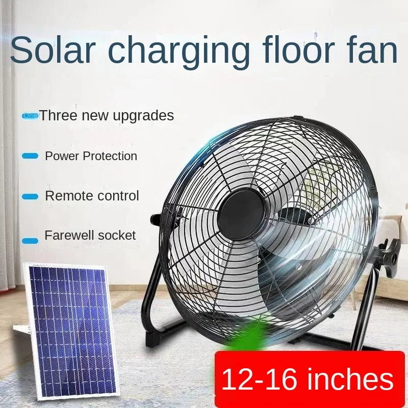 Outdoor Emergency Solar Charging 16-inch Floor Fan Rechargeable Portable Led Ceiling Neck Helmet Air Conditioners Camping Mini