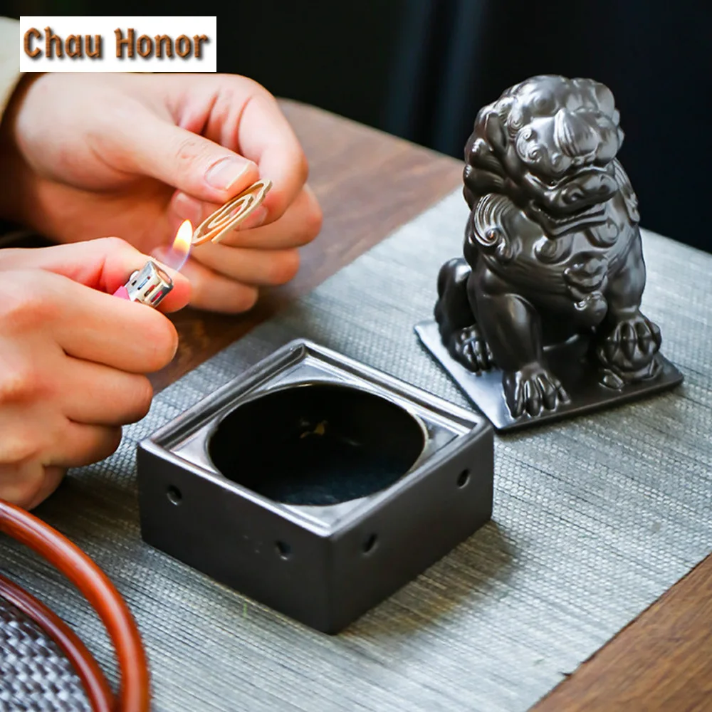 Creative Lion Square Art Ceramic Incense Holder Aromatherapy Furnace Incense Waterfall Smell Distributor Incense Burner Supplie