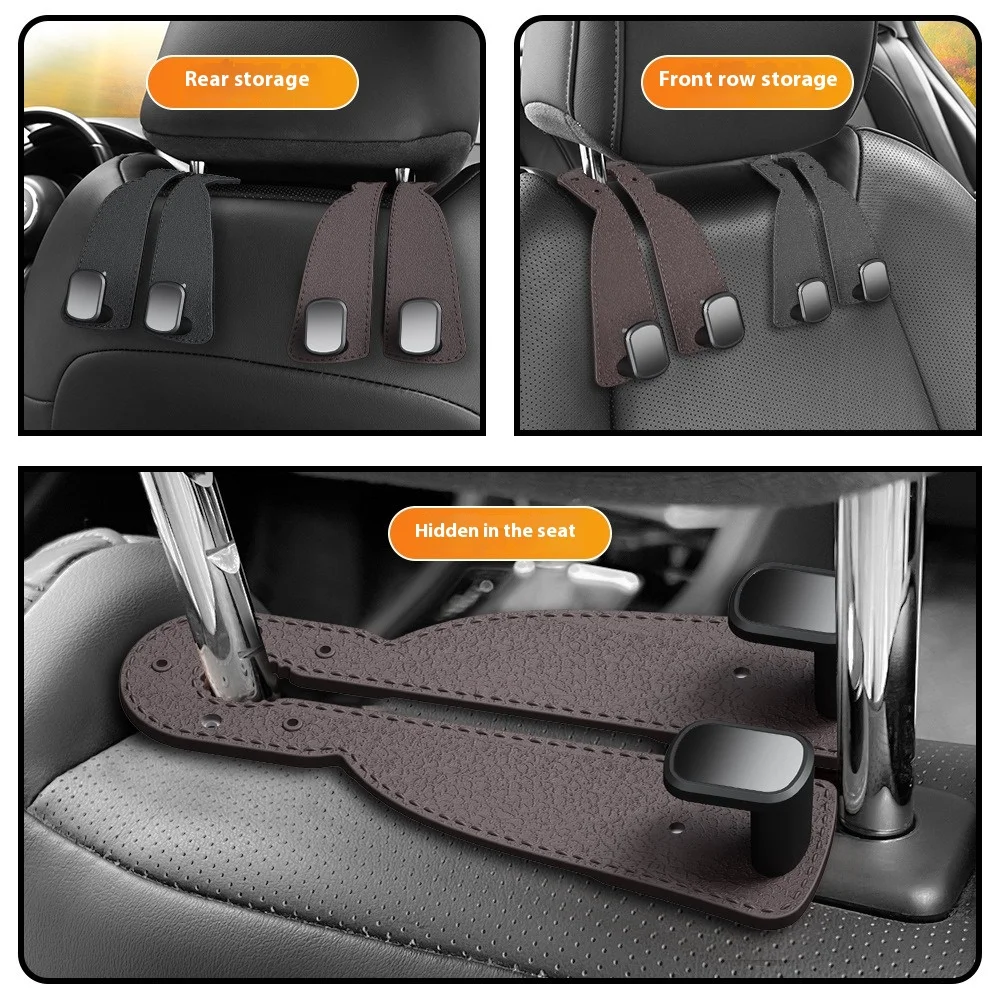 Car Back Seat Hook Double Hook Seat Rear Multifunction Hanger Backrest Hook Car Interior Storage Organizer Accessories