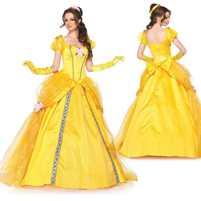 

Disney Halloween Costume Belle Princess Dress Adult Beauty and Beast Anime Belle Dress Cosplay Performance Women Birthday Gifts