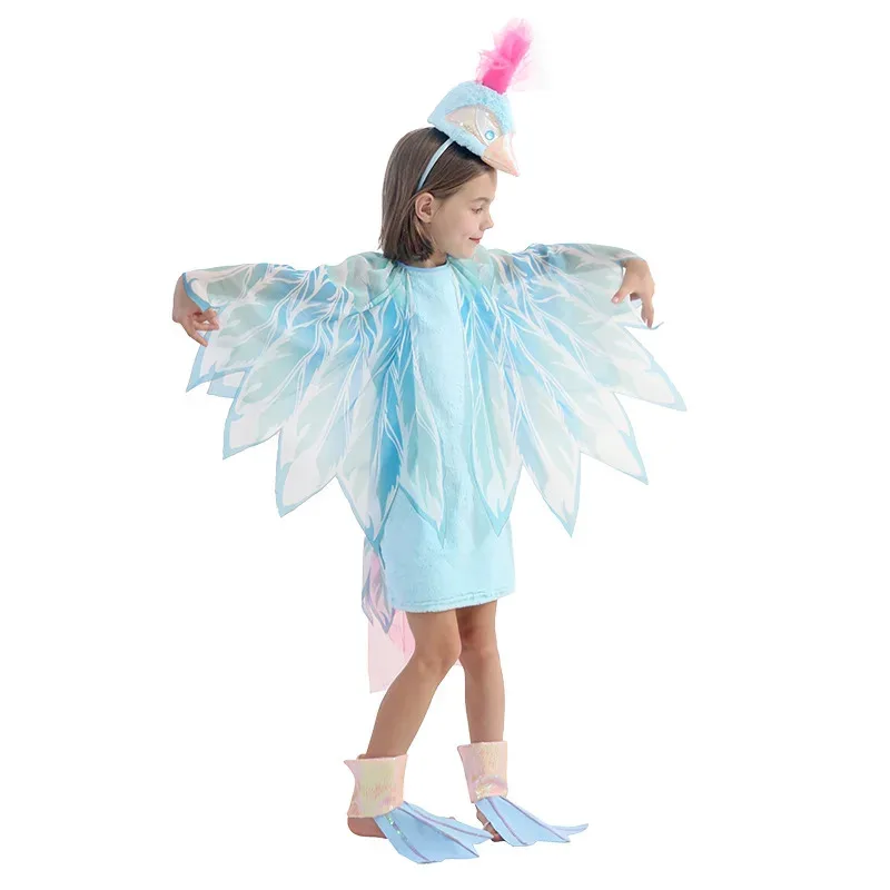 Kids Bird Costume with Wings Headpiece Toddler Cartoon Animal Clothes Outfit Girls Party Dress Up Set