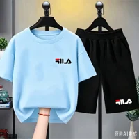 Ensemble deux pièces T-shirt blanc + short de marque Summer pour enfants, nouvelle collection mode garçon fille 3-12 ans, ensemble décontracté sport à manches courtes 6