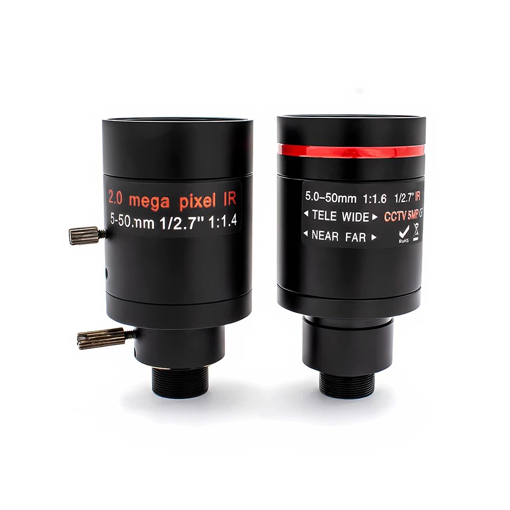 10X Zoom 2/5MP Varifocal Lens 5-50mm M12 Mount F1.6 1/2.7 Inch Manual Focus For